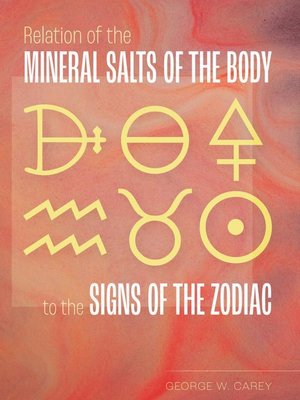 cover image of Relation of the Mineral Salts of the Body to the Signs of the Zodiac